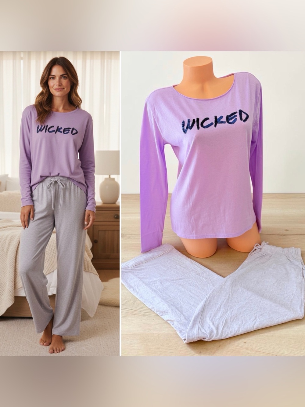 Victoria's Secret Pajama Wicked Long Sleeve Top & Sosoft Modal Bottom Lavender S